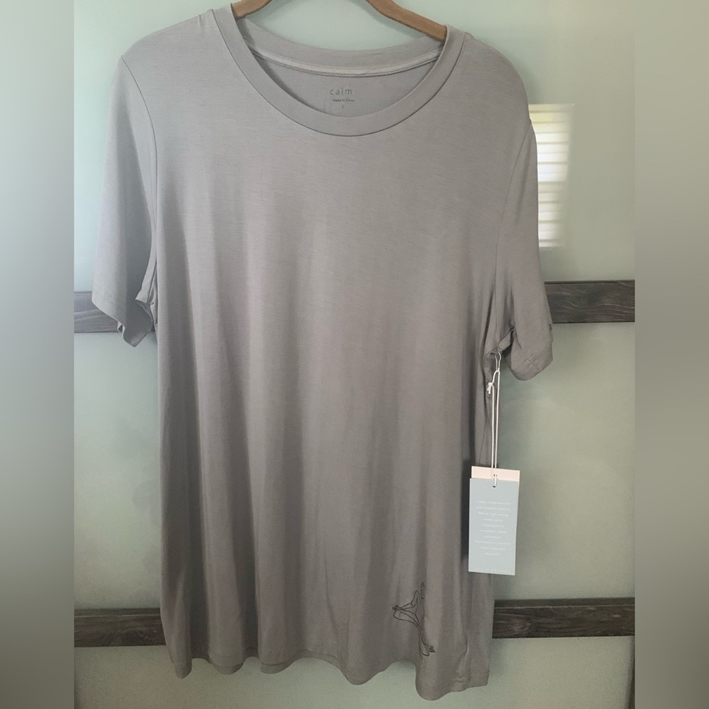 Johnny Was Calme yoga crew neck tee shirt sz large NWT